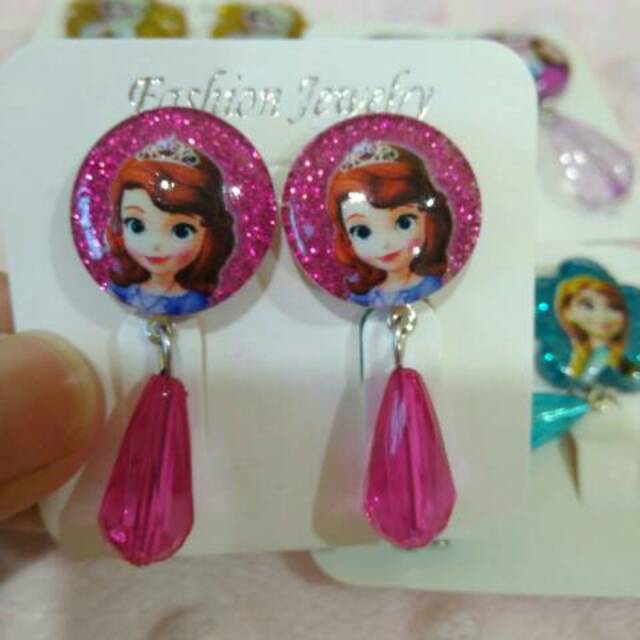 Anting Jepit anak Motif Princess Frozen Shophia