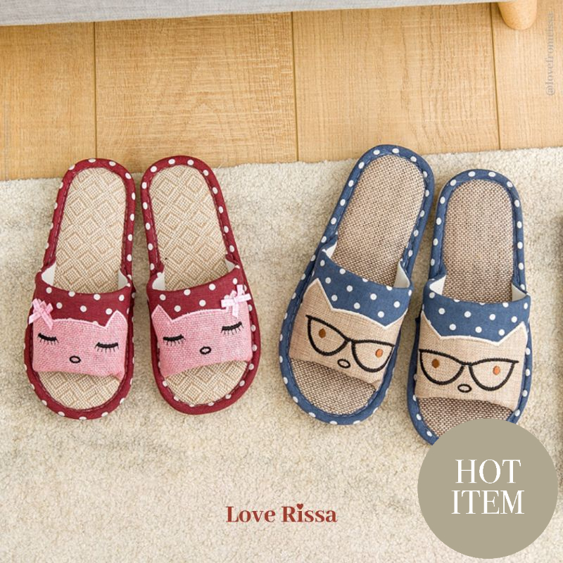 Sandal Rumah KITTEN Unisex Anak Wanita Pria Sendal Slip Sandal Flip Flop Love Rissa