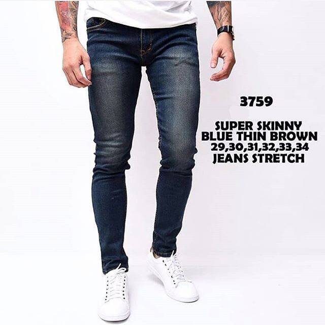 Navy thin brown long jeans pants celana panjang jins jin