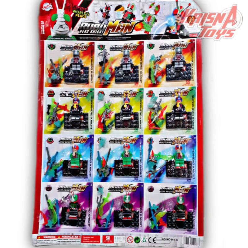 MAINAN BALOK SUSUN FIGURE KAMEN RIDER/BRICK KSATRIA BAJA HITAM isi 12pcs/Lembar