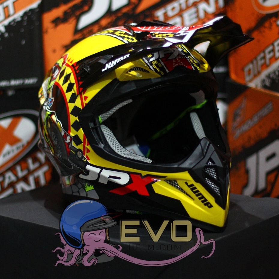 HELM JPX CROSS_FOX1 SERI X32 - YELLOW LEMON GLOSS + GOOGLE SNAIL (ONGKIR 2 KG) HELM JPX TERBARU