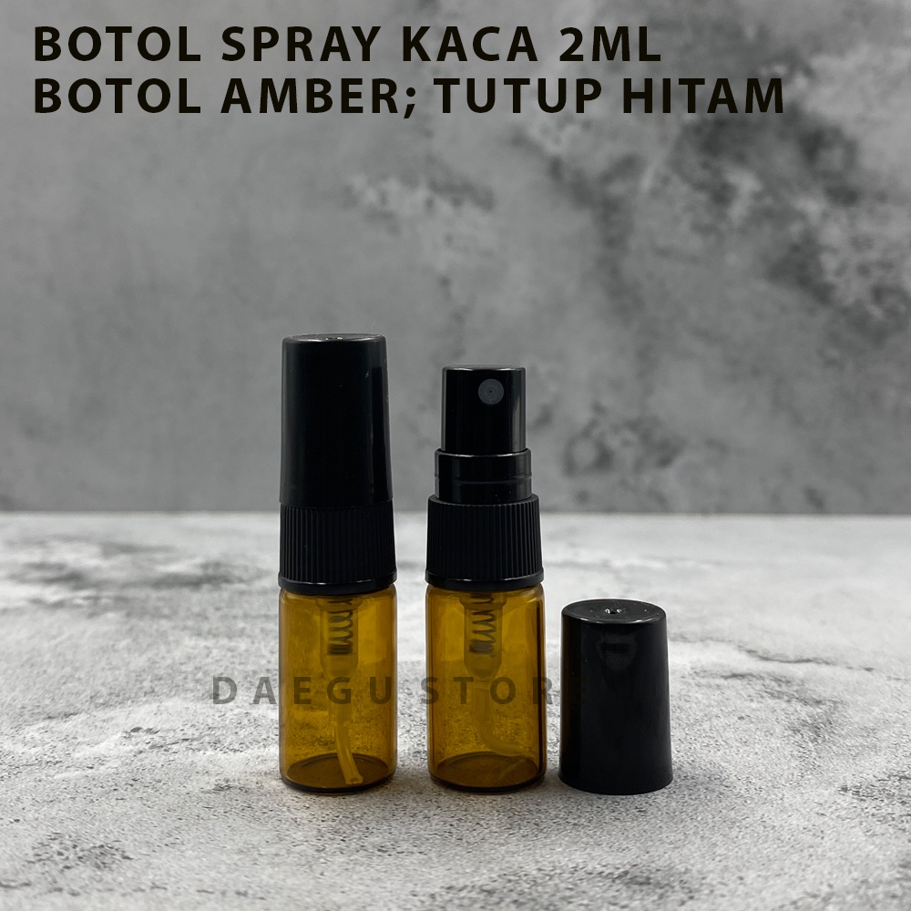 Botol Spray Kaca Coklat / Amber 2ml Tutup Hitam