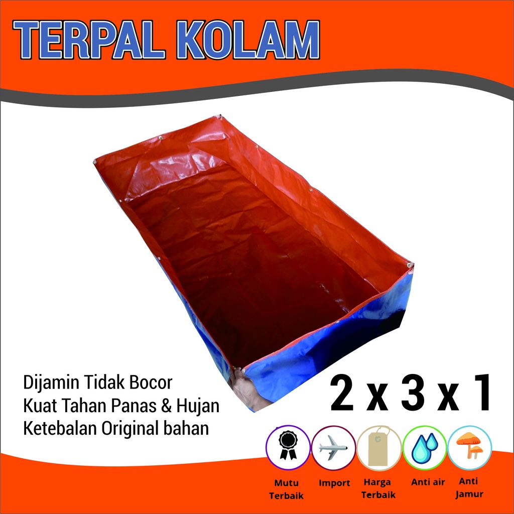 Kolam Terpal Ikan Kotak Ukuran 200x300x100