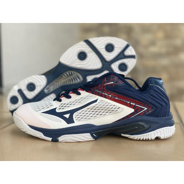 SEPATU VOLLY BADMINTON PRIA WANITA MURAH MIZUNO WAVE LIGHTING Z5 PUTIH NAVY
