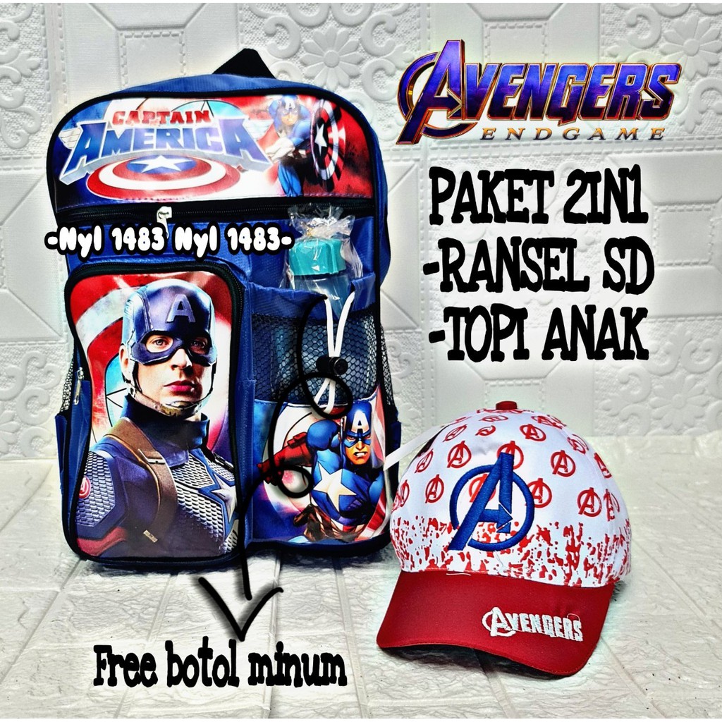 KSO_BAG - Tas Ransel Anak LakiLaki  2IN1 Terbaru 2021 Kekinian Backpack Carakter SUPER HERO Termurah