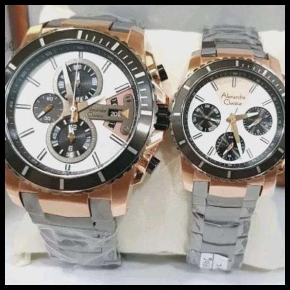 Cuci Gudang Jam Tangan Couple Alexandre Christie Wrist Watch Stainless Steel