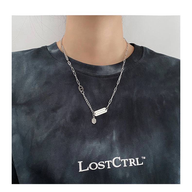 Letter Square Brand Stitching Chain Necklace Accessories Hip Hop Fashion Harajuku