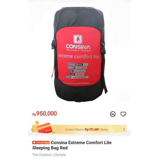 Jual Consina Extreme Comfort Lite Sleeping Bag Orange Shopee Indonesia