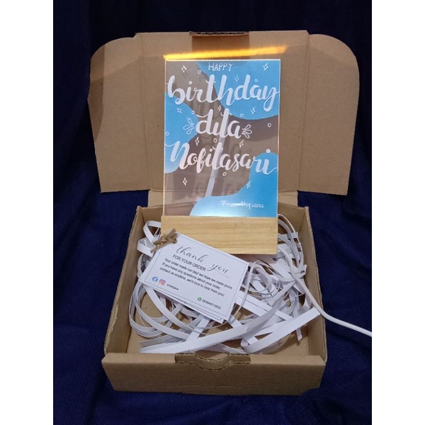 

akrilik lettering LED custom ukuran 10x15 cm