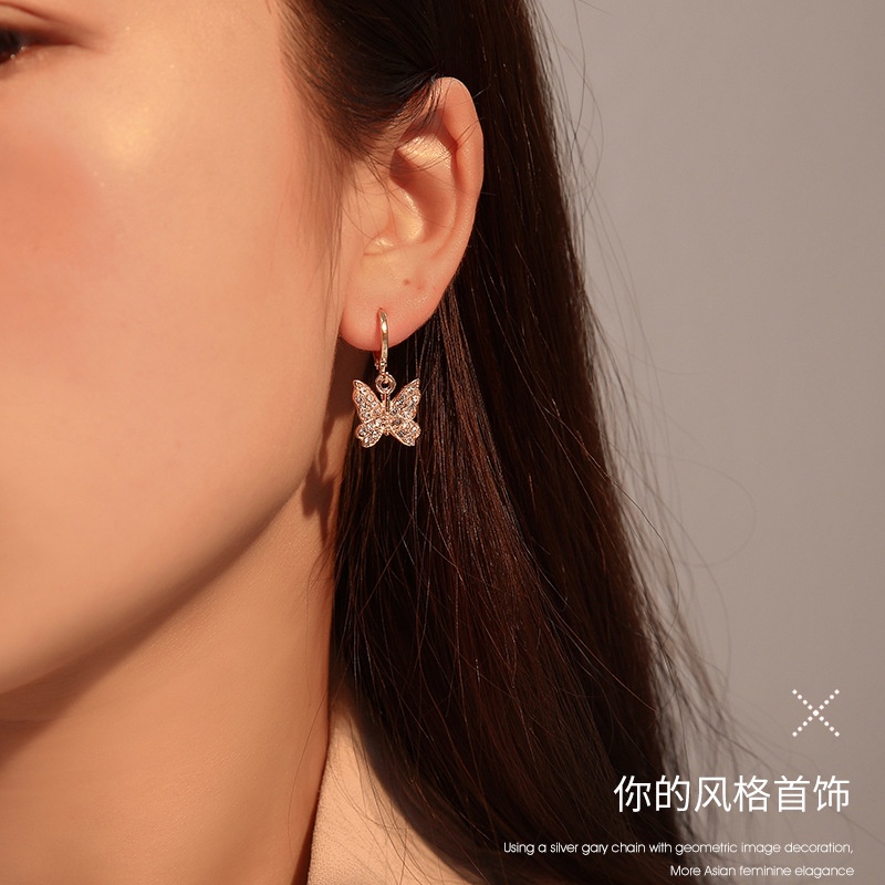 Anting Fashion Korea Selatan Anting Berlian Kupu Kupu Elegan Untuk Wanita