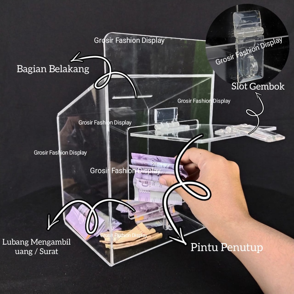 Akrilik Kotak Amal Tebal 3 MM Akrilik Kotak Saran Akrilik Kotak Suara Akrilik Kotak Masukan Kritik Kotak Amal Gantung Kotak Infak Acrylic-BH