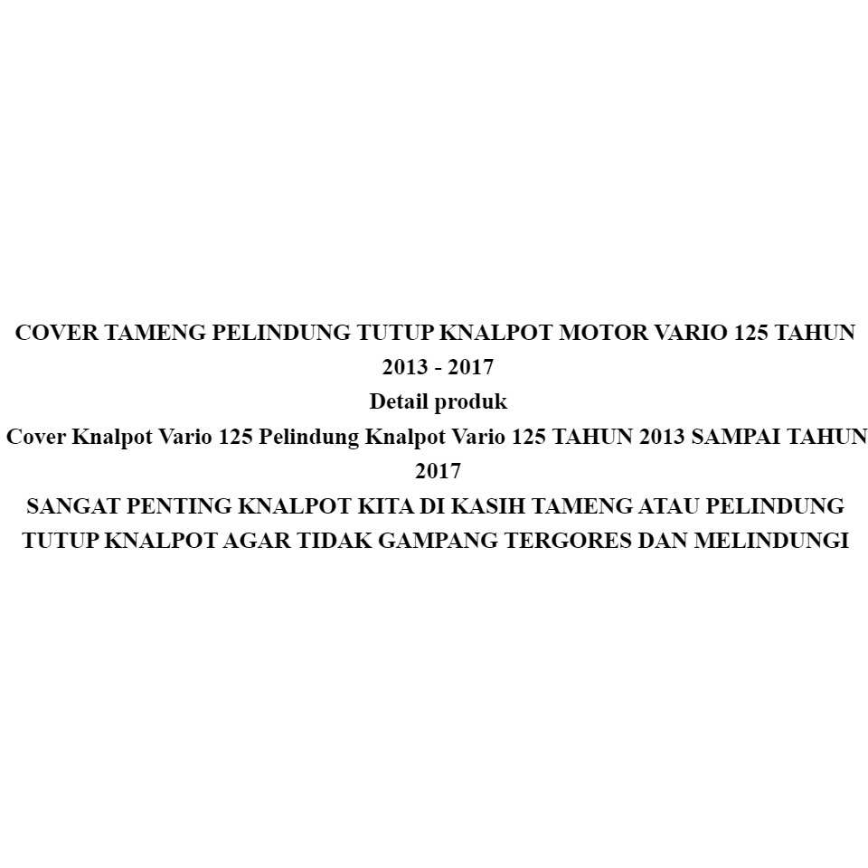 COVER TAMENG PELINDUNG TUTUP KNALPOT MOTOR VARIO 125 TAHUN 2013 - 2017 / tameng tutup knalpot vario 125 techno old cover knalpot vario 125