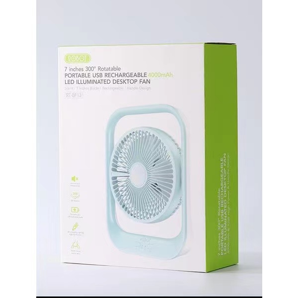 ROBOT RT-BF13 Portable Fan 4000mAh Kipas Angin Rotatable 300° 7inch LED Garansi Original Resmi