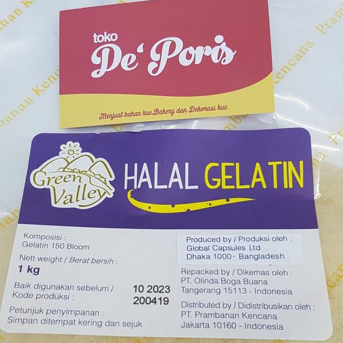 

31.87-Kue- Gelatin Halal Green Valley 100Grm Repack -Terlengkap-Termurah-Dijamin.