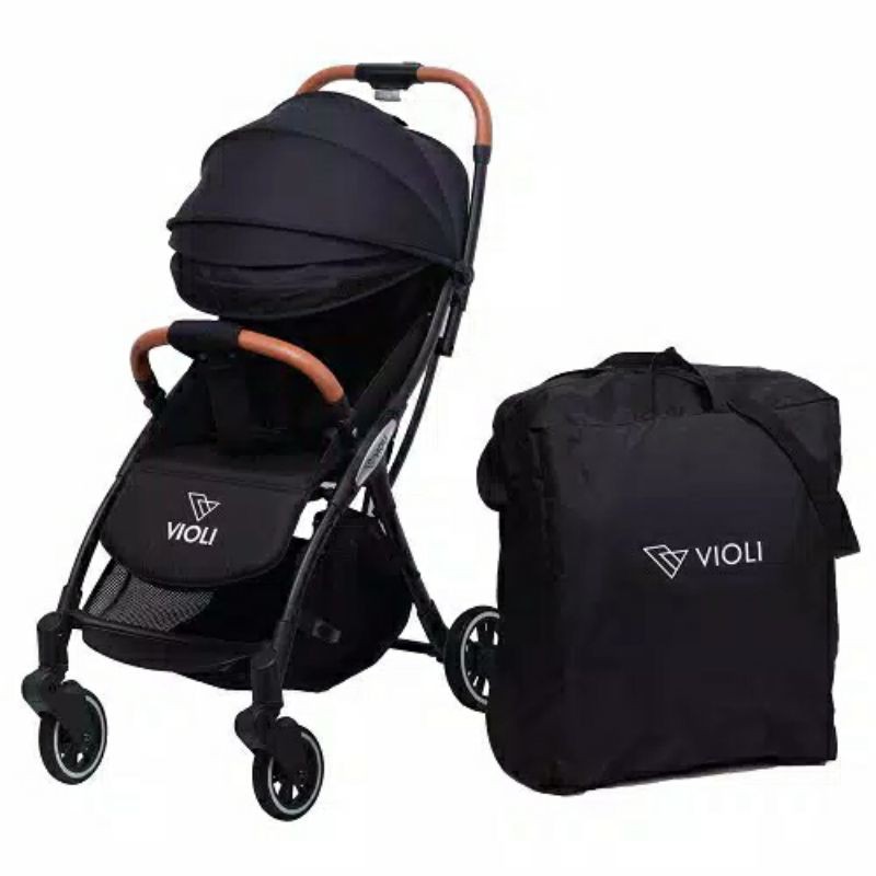 Violi Stroller : Auto Fold Gray / Black – Kereta Dorong Bayi