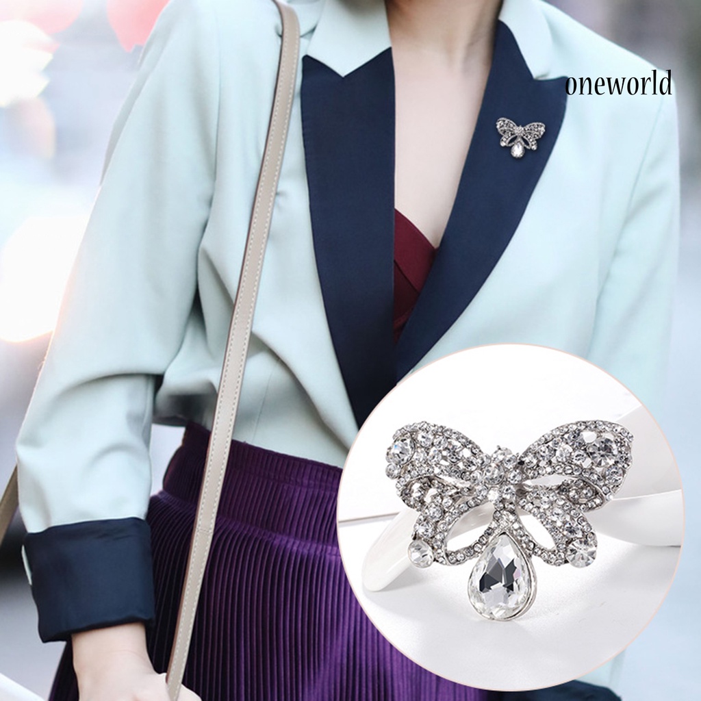 OW@ Brooch Badge Shiny Clothes Accessories Elegant Flower Butterfly Geometry Rhinestone Brooch Badge for Banquet