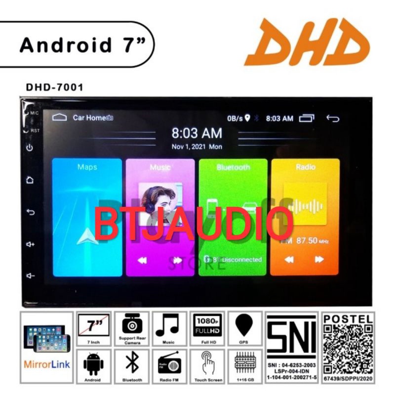 HEAD UNIT TAPE MOBIL ANDROID DHD-7001 RAM 1GB ROM 32GB