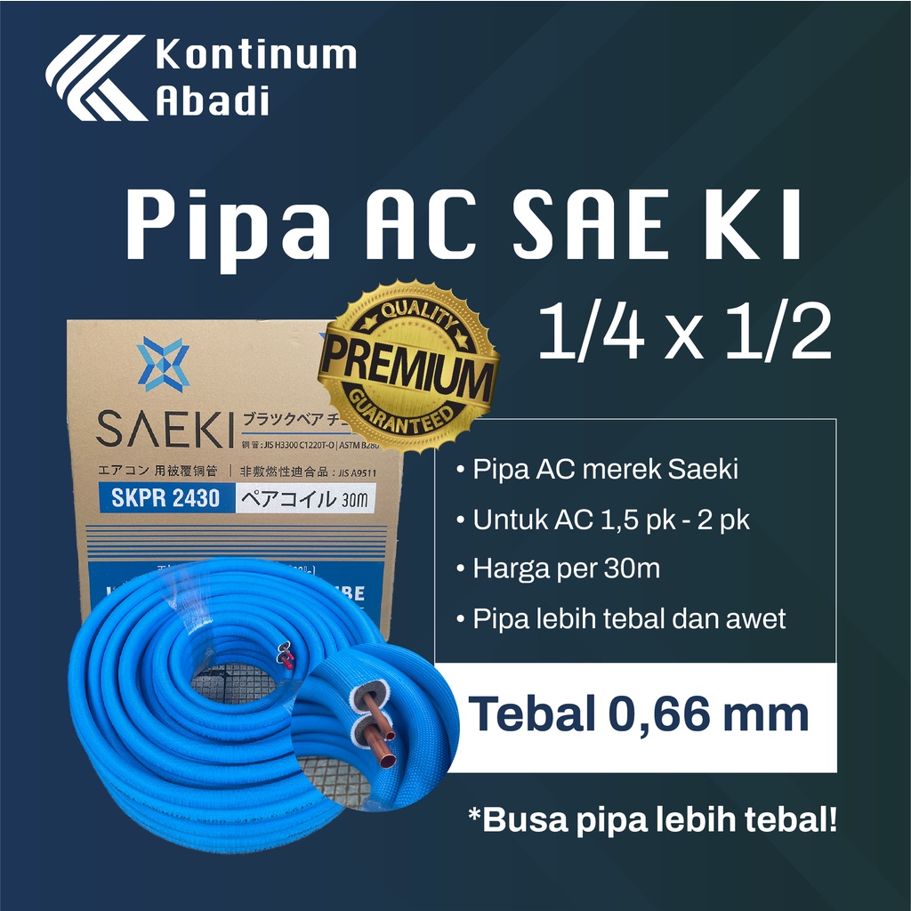 PIPA AC SAEKI 1/4 x 1/2 UNTUK AC 1,5 - 2 PK | 30m