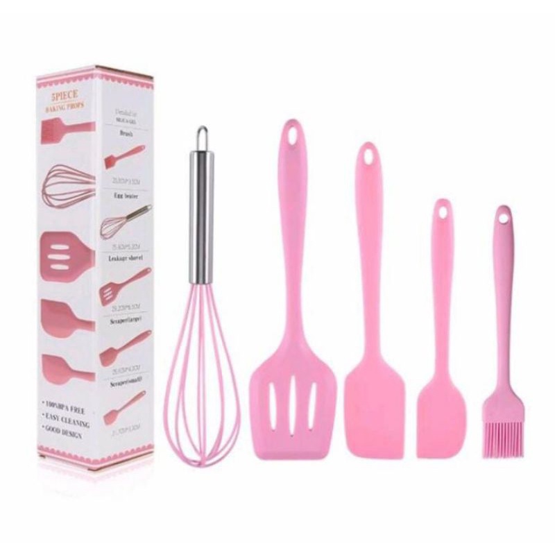 SPATULA SET 5 IN 1 SOTIL SILIKON ALAT MASAK DAPUR