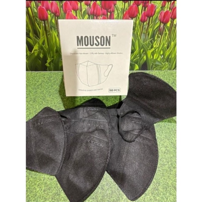 Masker Duckbill 4Ply 50 Pcs Hitam Putih Abu Mouson/ Alkindo Putih