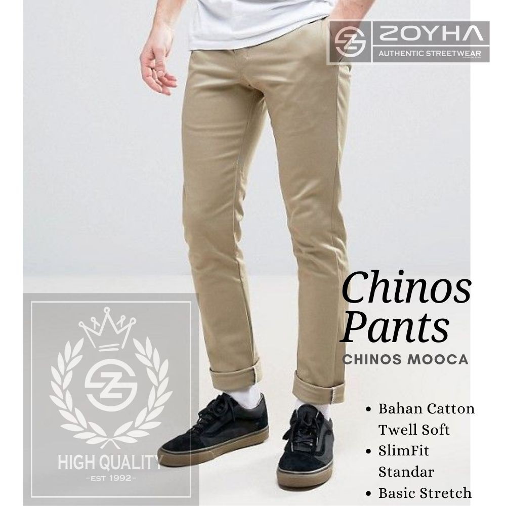 YANG LAGI HITS Celana Chino Slimfit Nevy dan Mocca Pria Panjang Formal dan Casual Kantor Original