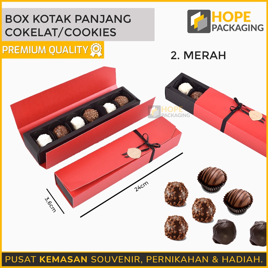 [3 pcs] Box Kotak Panjang Coklat / Cookies Merah dan Hitam / Gratis Kertas Coklat / Kotak Packaging Kue