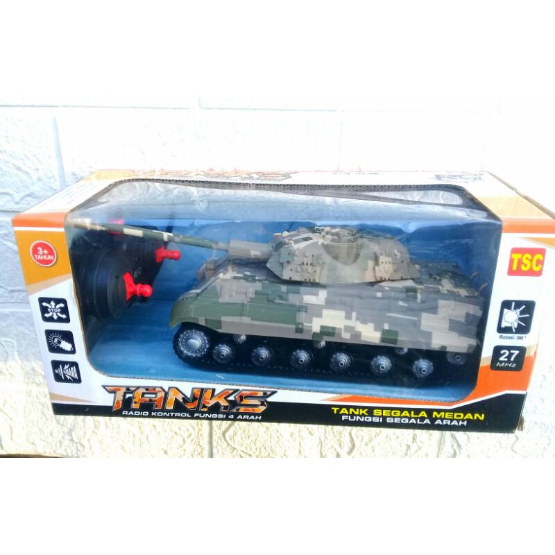 RC Mobil Army Tank Tempur Sound Light / Rechargeable 1:32