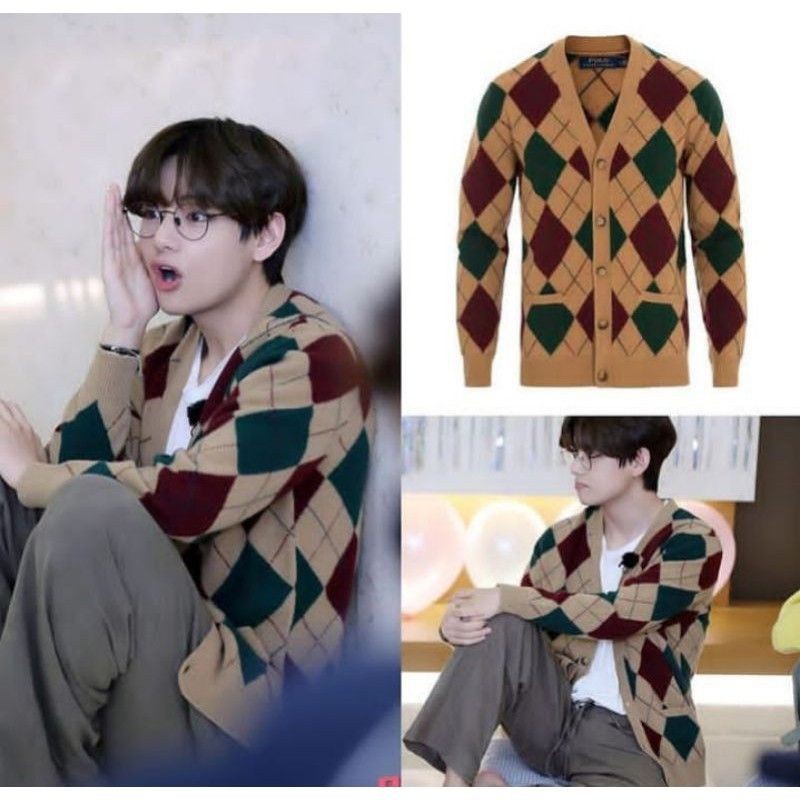 CARDIGAN TAEHYUNG BTS RUN/V CARDIGAN RHOMBUS/BELAH KETUPAT BRANDED 7 GATE