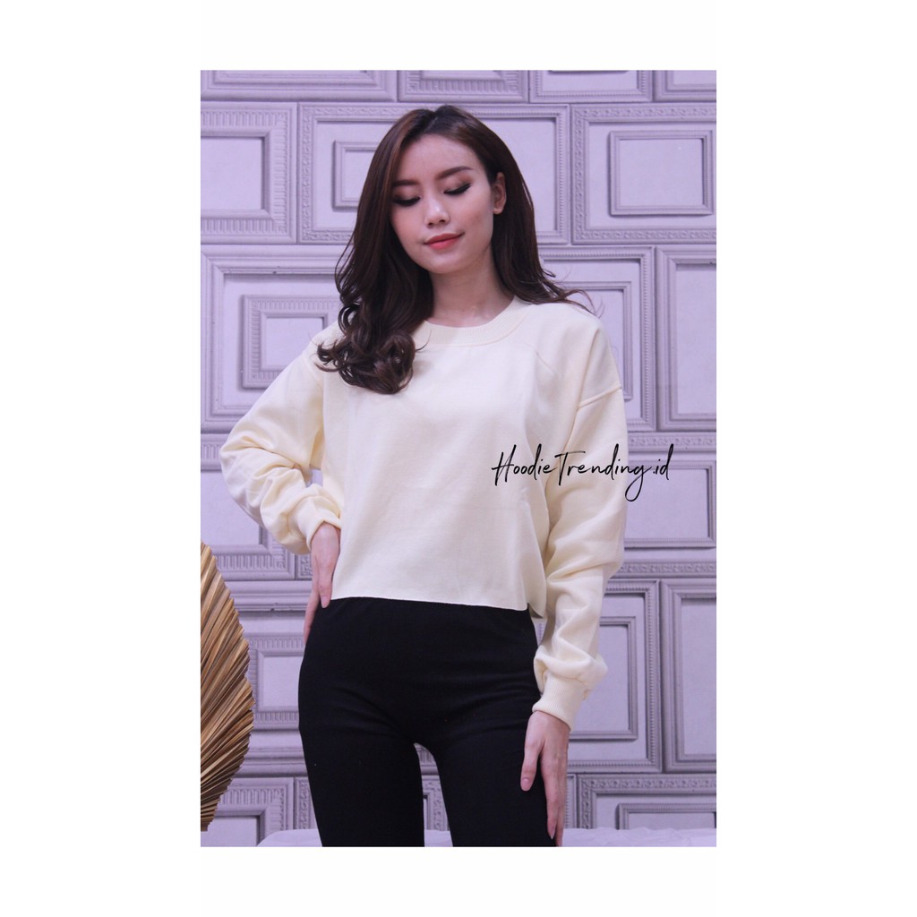 Hoodietrending - [Cod] Sweater Crop Wondrous Tumblr 14 Warna Allsize & Oversized Korean Style Terlaris-YELLOW CREAM