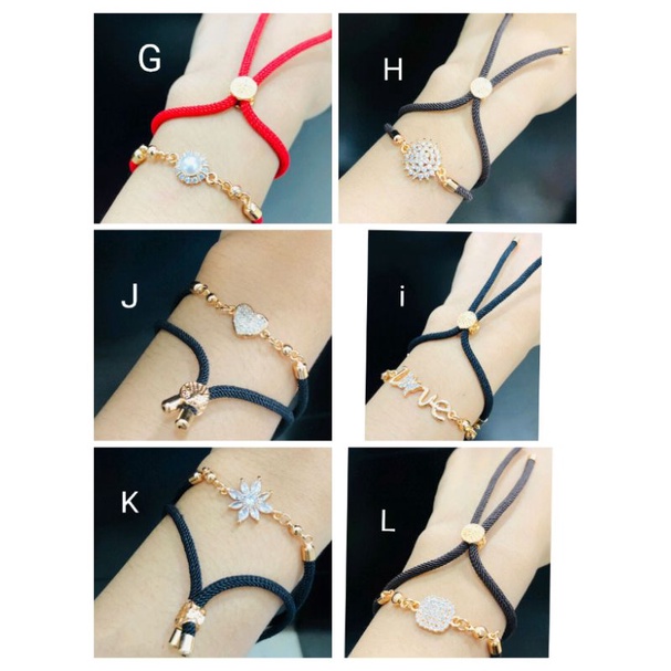 Ramk746. Gelang tangan tali serut xuping wanita lapis emas dgn mata zircon ukuran flexibel (bisa di besar kecilkan)