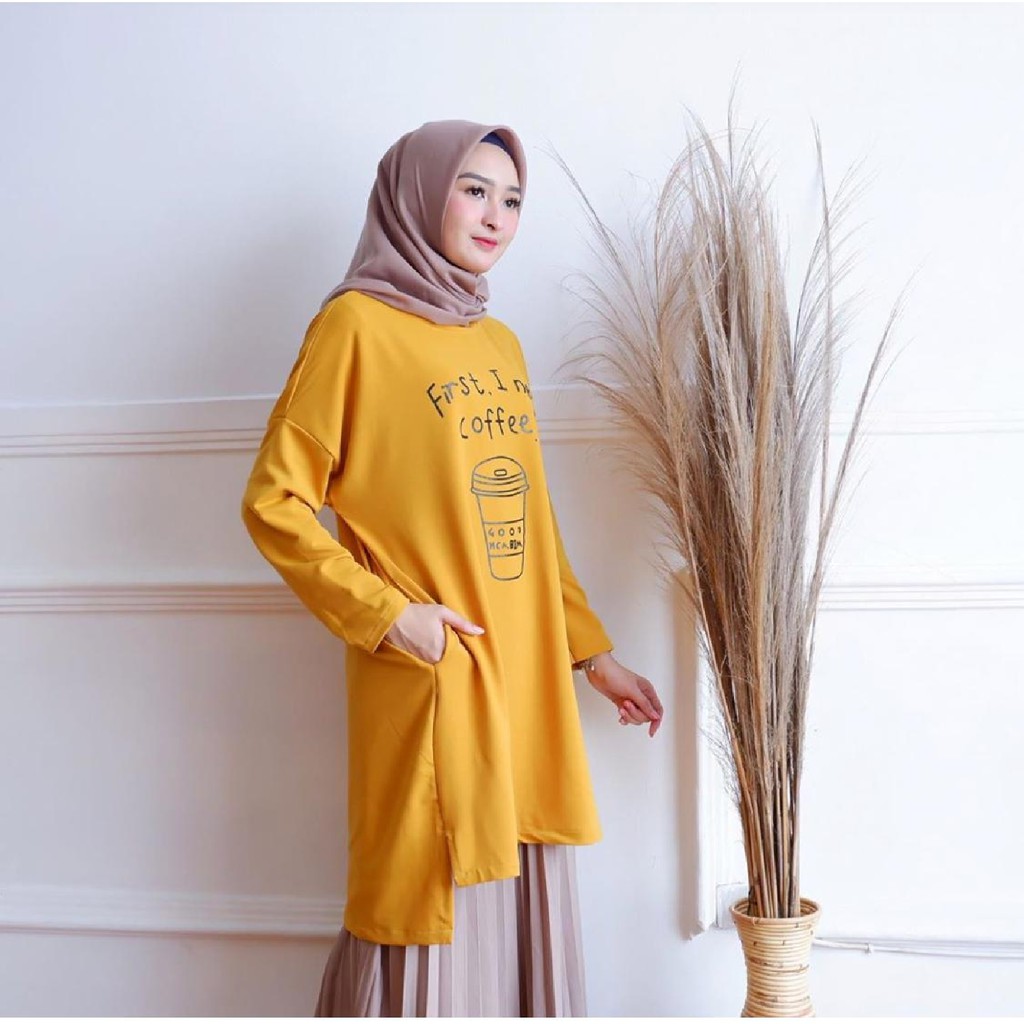 HOPYLOVY - Tunik Muslim Wanita Cantik Bahan Babyterry