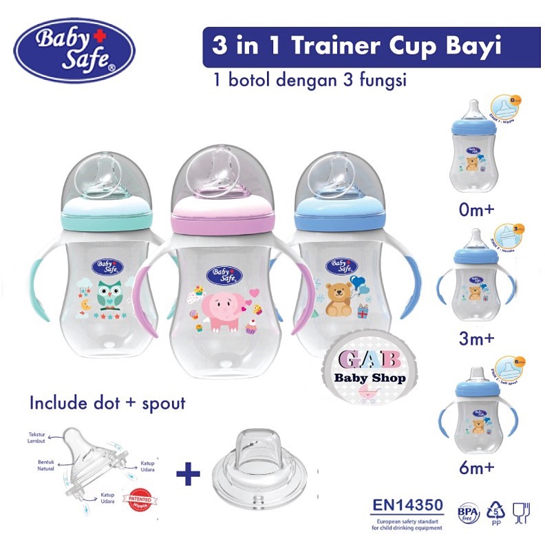 Baby Safe Wide Neck Bottle 125ml 250ml Botol Susu Anak Bayi WN001 WN002 WN30 Babysafe