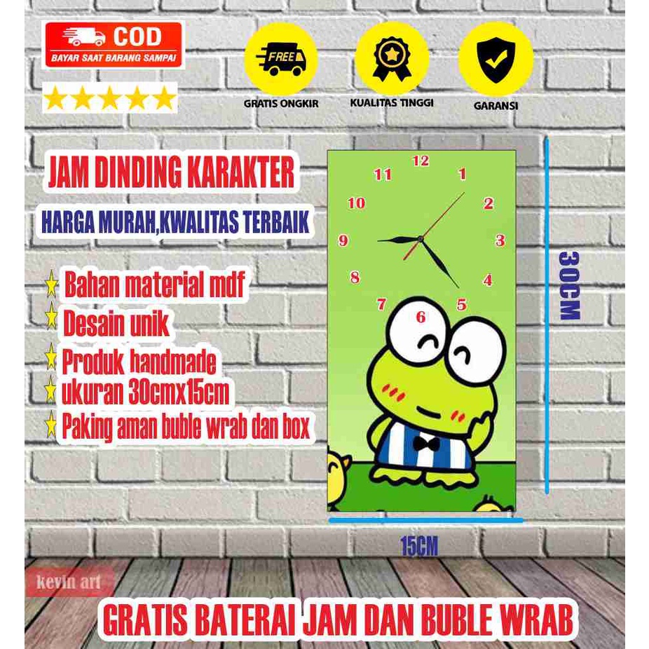 Jam Dinding Minimalis Modern Mewah Karakter Keroppi Serba Serbi Hadiah Kado Anak Murah Lucu Unik Terbaru Artistik