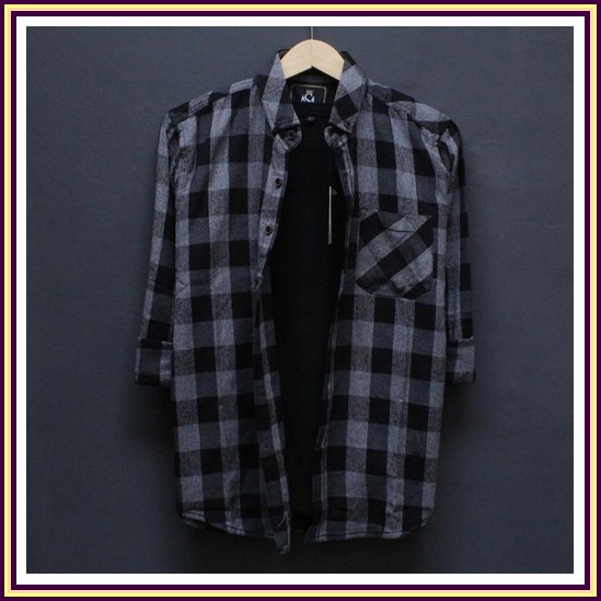 Pakaian Pria & Wanita Baju Kemeja Flanel Pria Wanita Panel Cowok Cewek Plane Couple Remaja Kotak Kot