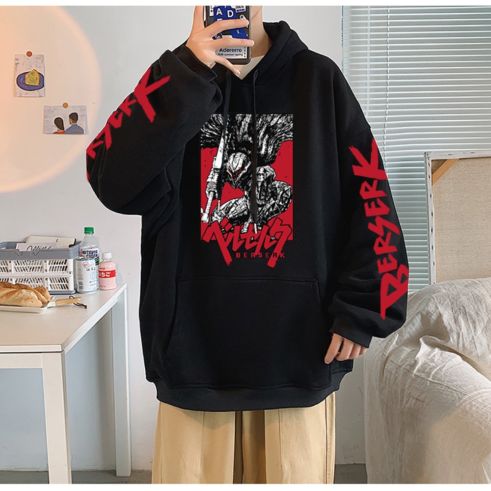 Hoodie Anime Jepang Hoodie Mode Atasan Antik Pulover Lengan Panjang Mengamuk Manga Retro Kasual Harajuku Y2k Pakaian Pria