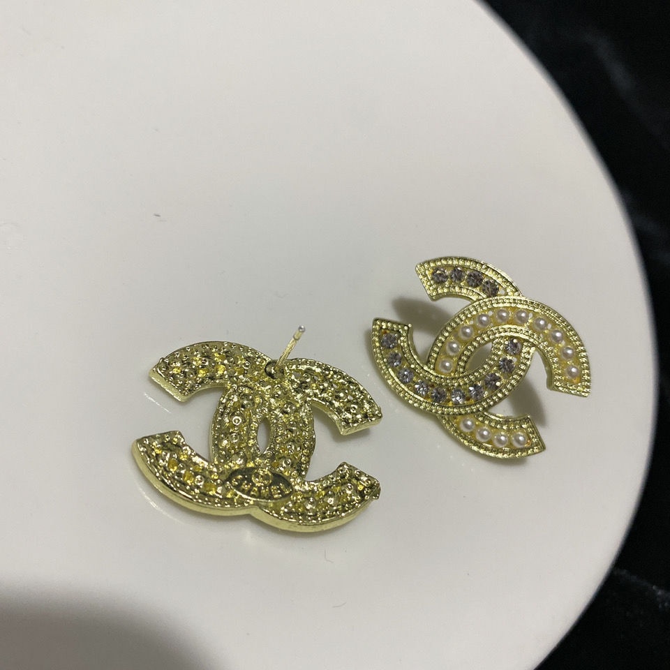 Anting Bentuk C Ganda Aksen Mutiara Gaya Klasik