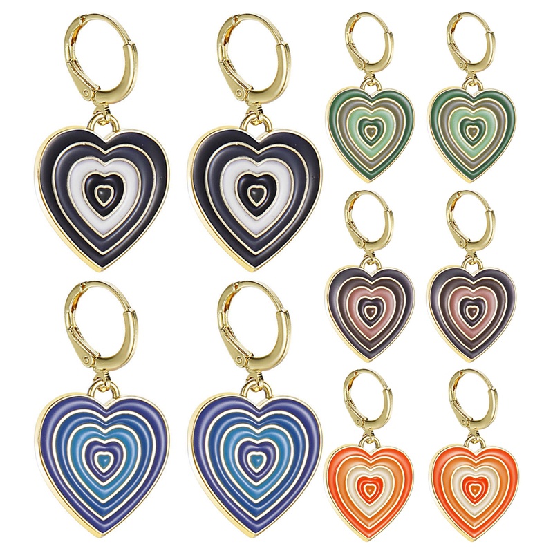 Anting Menjuntai Multi Layer Bentuk Hati Warna-Warni Bahan Enamel Y2K Untuk Wanita