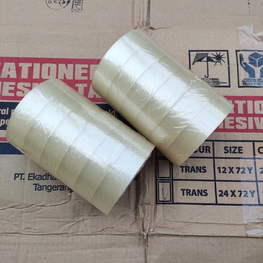 

Lakban Bening Daimaru Tape Asli Isolasi Transparan Ukuran 24mm 1Pack isi 6