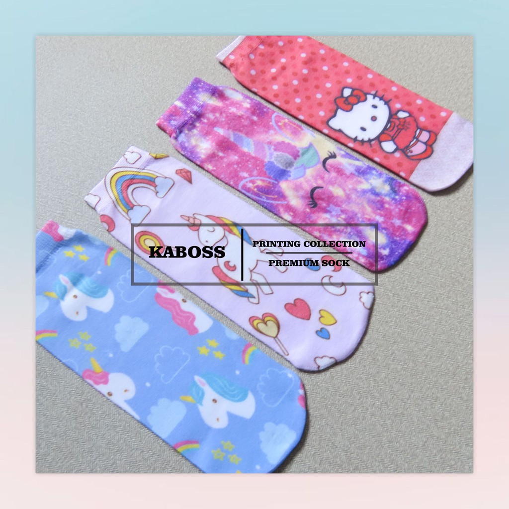 Kaboss Kaos Kaki Anak Non Jempol Printing Motif Karakter Hello Kitty, LOL, Uniqorn, Naruto K