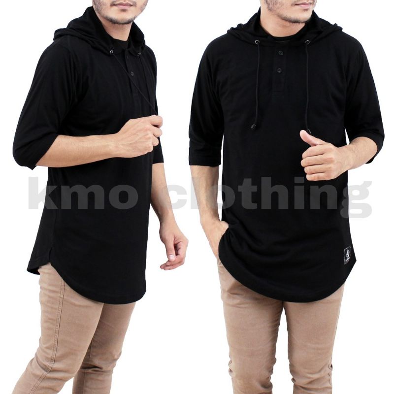 KMO Kaos Kurta Hoodie Pria Muslim Lengan 3/4 / Kaos Kurta Pakistan