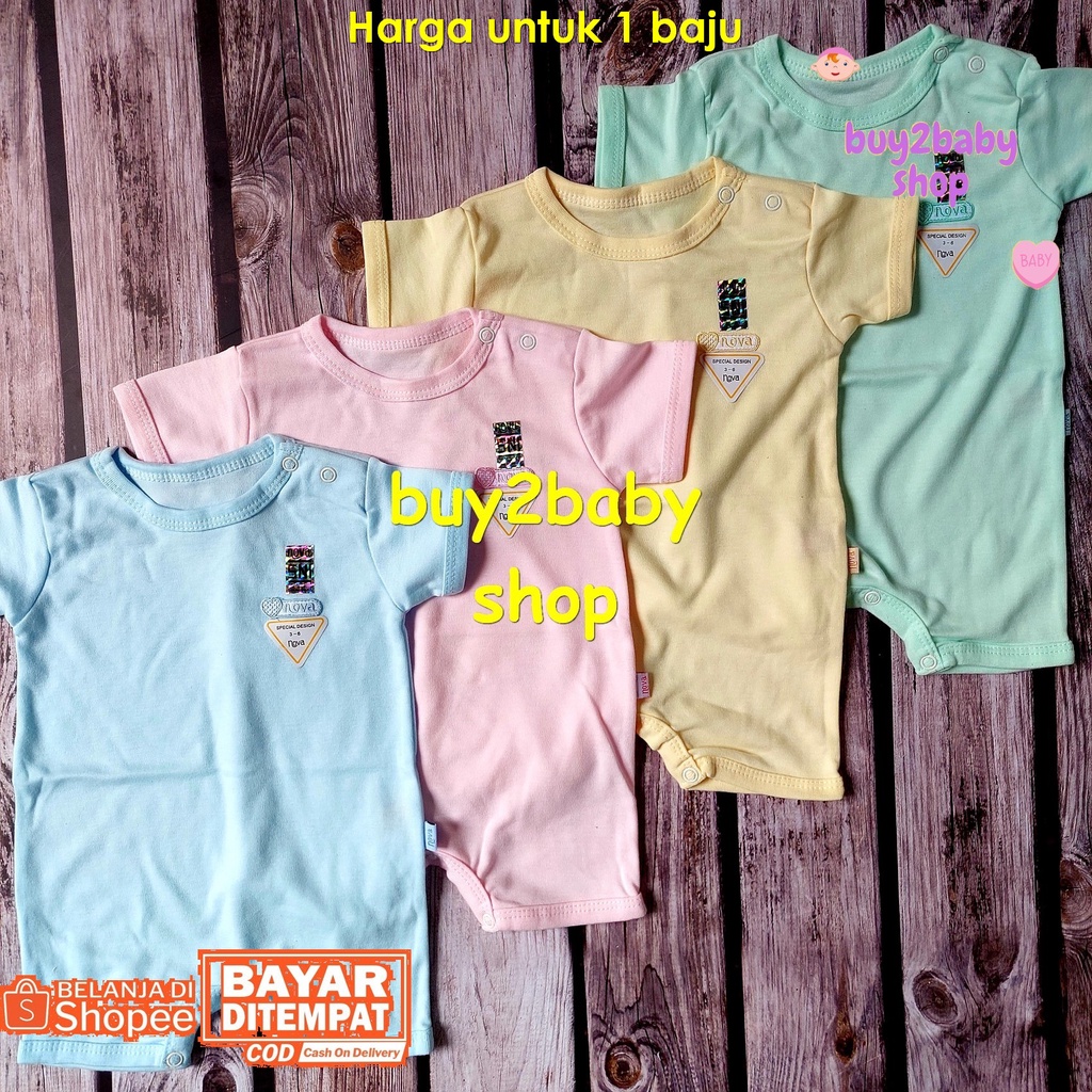 Romper bayi Jumper pendek katun premium soft color NOVA bayi 0-9 Bulan 1 PCS