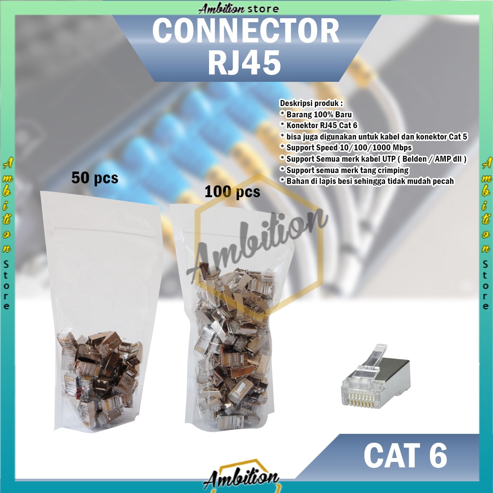 NEW!! Konektor RJ45 CAT6 Connector Original BISA Pilih 50pcs / 100pcs