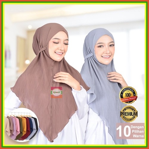 Jilbab Harian Remaja Dewasa Terbaru Gaya Bergo Maryam Tali Belakang Bahan Kain Plisket Premium Murah