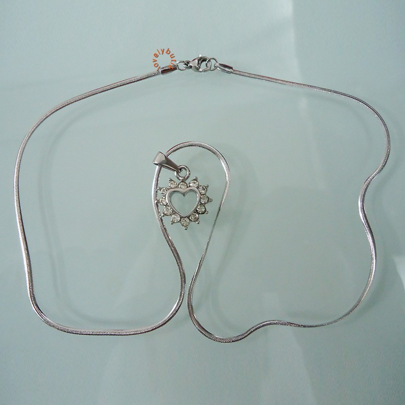 Lovelybutik My Love Kalung Titanium Silver Wanita - SILVER