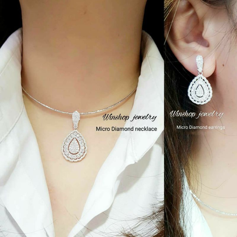 Perhiasan Set Swarovski Kalung Swarovski Anting Swarovski Perhiasan Perak Silver Set Berlian Perhias