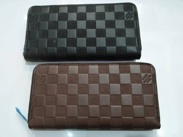 Dompet damier emboss 60017 resleting import panjang