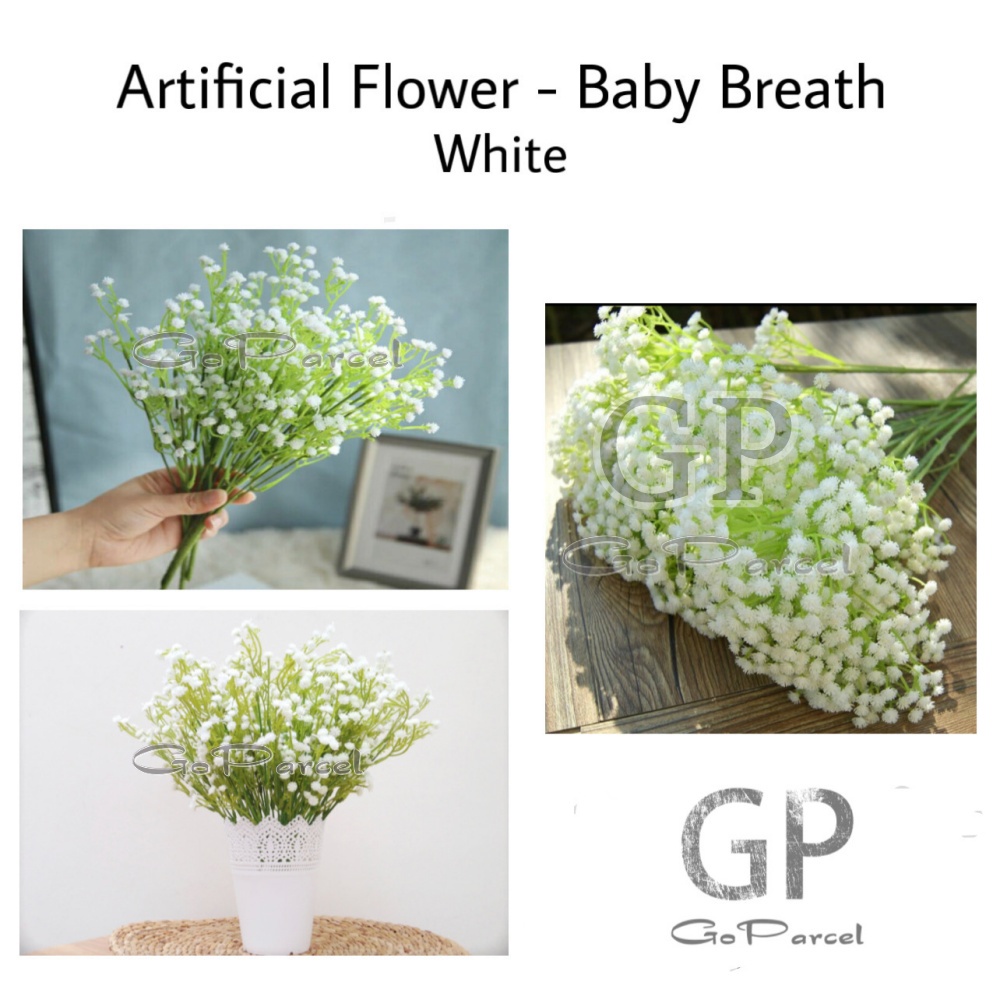 ARTIFICIAL FLOWER - BABY BREATH WHITE - 7 CABANG BERDAUN BUNGA ARTIFICIAL BUNGA PLASTIK PALSU BUNGA HIAS BUKET