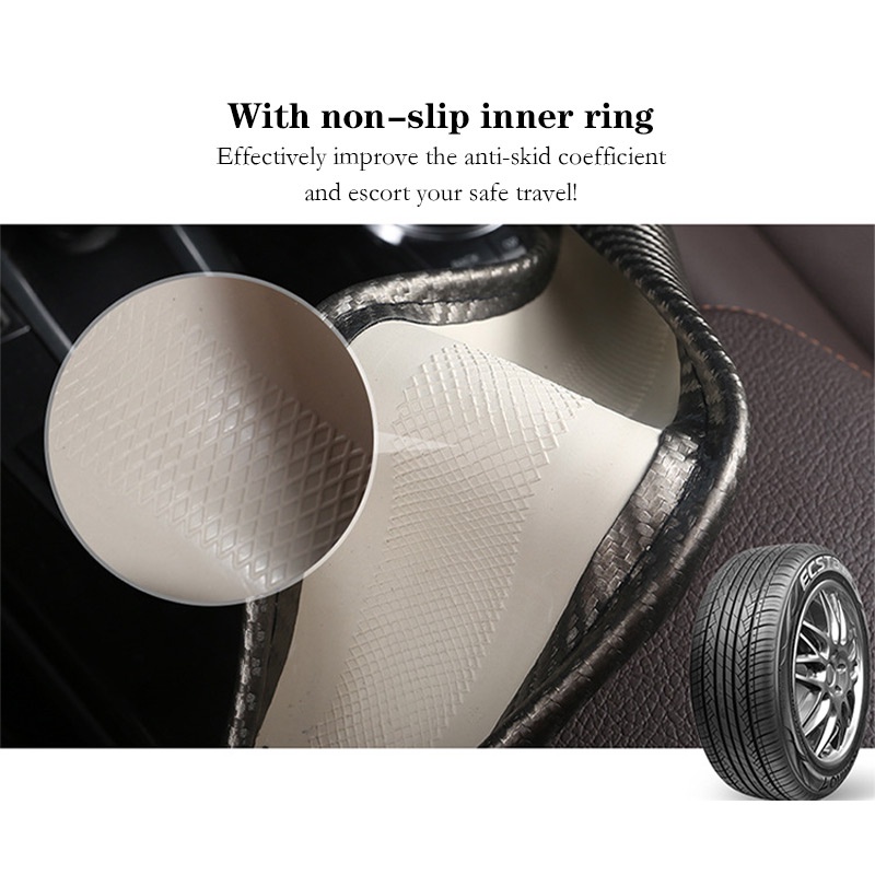 Sarung Setir Mobil/Cover Stir Mobil/Carbon Fiber Leather Steering Wheel Cover/Penutup Roda Kemudi Kulit/Penutup Roda Kemudi Fiber Karbon