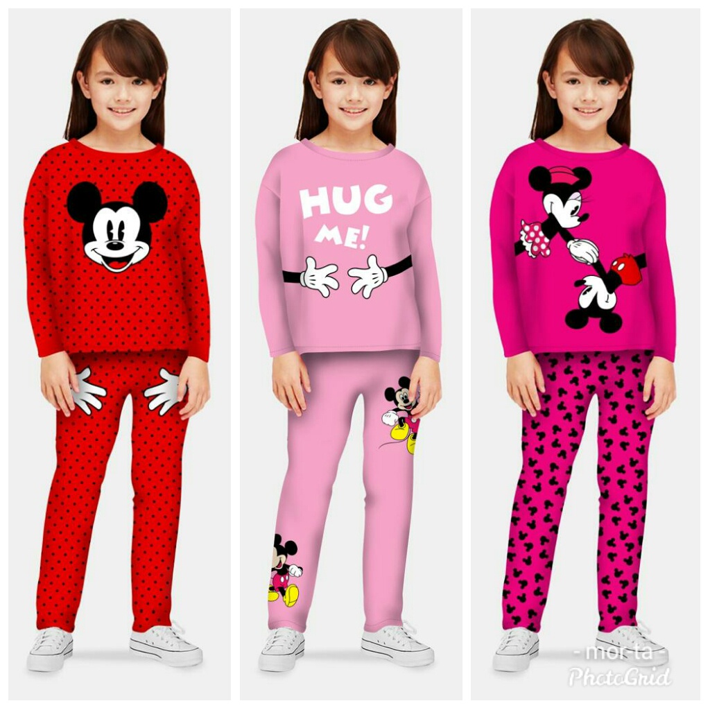 Baju Tidur Kaos Anak Perempuan Umur 3-12 Tahun / Setelan Baju Tidur Anak Cewek / Baju Anak Perempuan