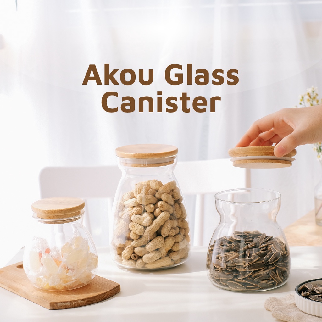 Toples Kaca Estetik Storage Jar Borosilicate Kedap Udara ( dia 9 cm )
